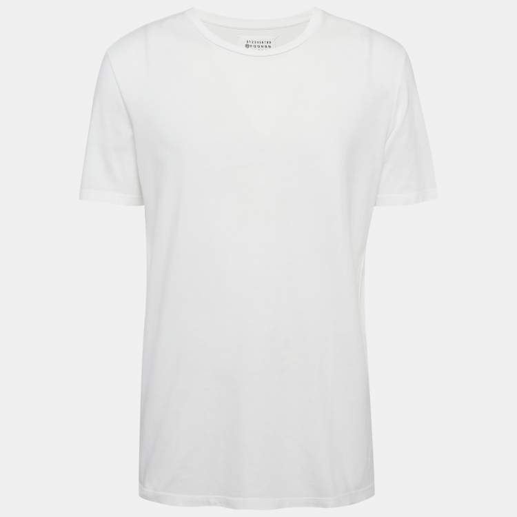 Pre Owned Maison Martin Margiela White Jersey Crewneck T-Shirt XL