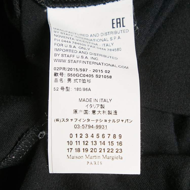 Pre Owned Maison Martin Margiela Black Printed Jersey Crewneck T-Shirt XL