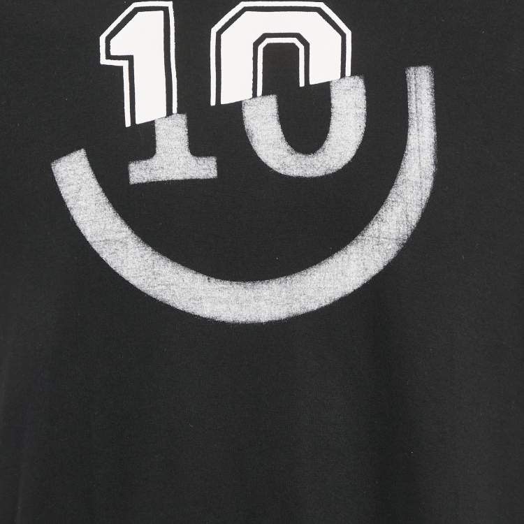 Pre Owned Maison Martin Margiela Black Printed Jersey Crewneck T-Shirt XL