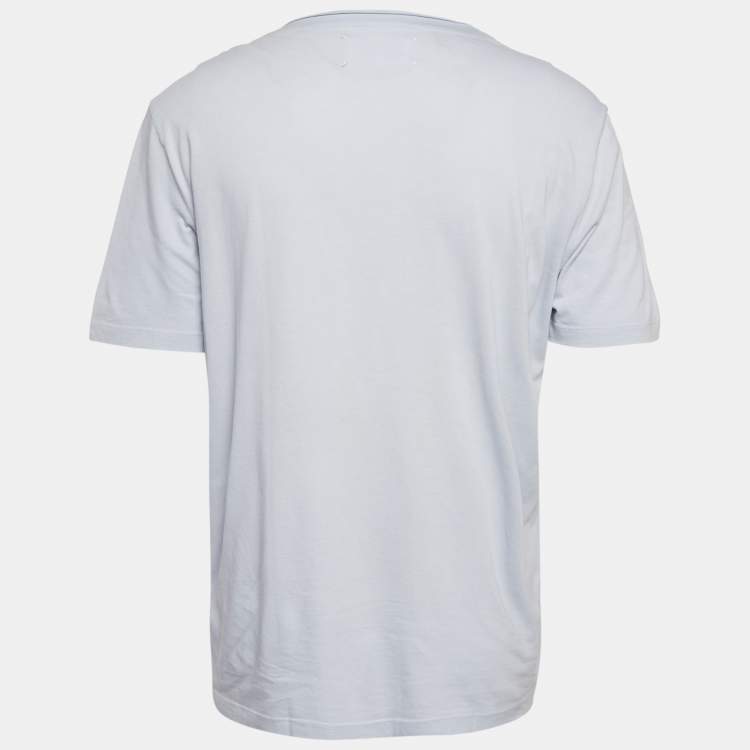 Pre Owned Maison Martin Margiela Blue Jersey V-Neck T-Shirt XL