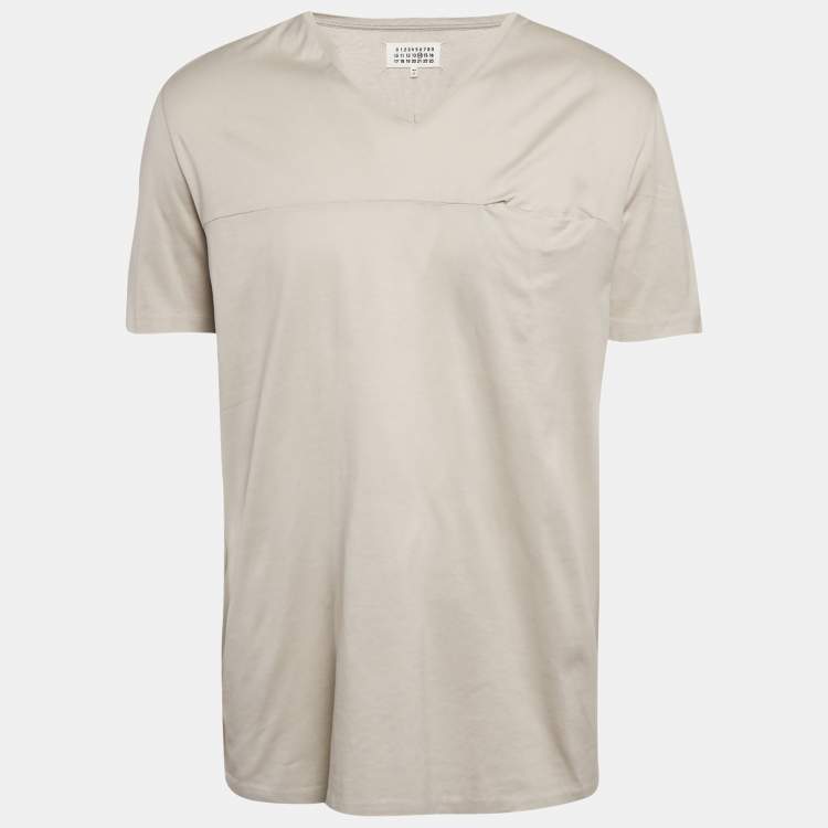 Pre Owned Maison Martin Margiela Grey Cotton V-Neck T-Shirt XL