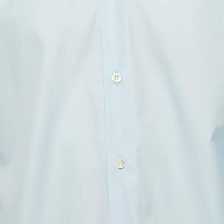 Pre Owned Maison Martin Margiela Blue Tulle Trim Collar Cotton Shirt XXL