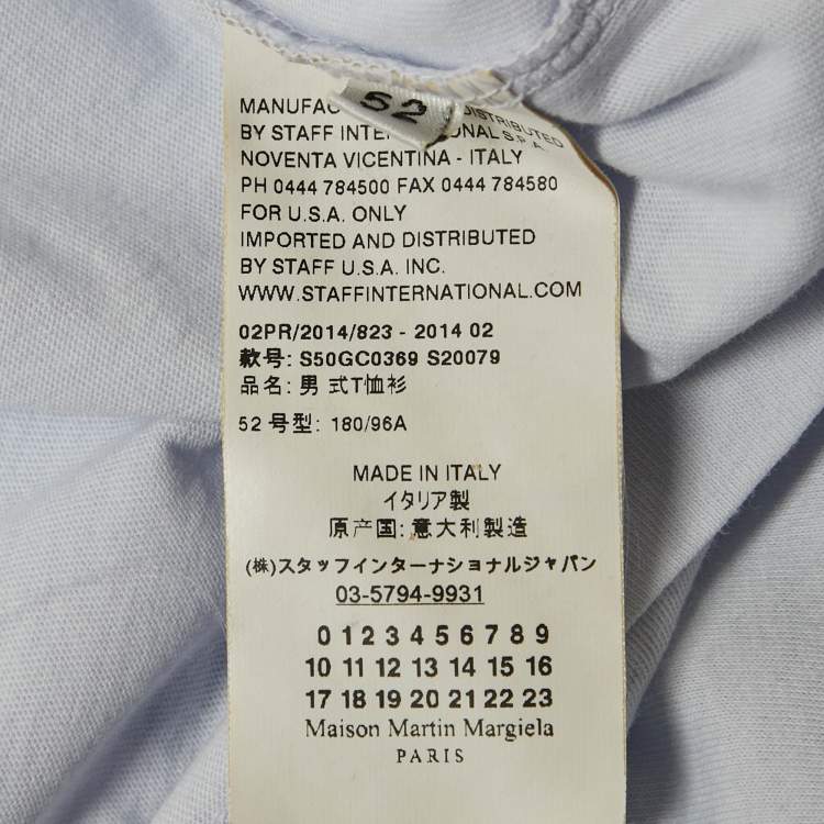 Pre Owned Maison Martin Margiela Light Blue Jersey Crewneck T-Shirt XL