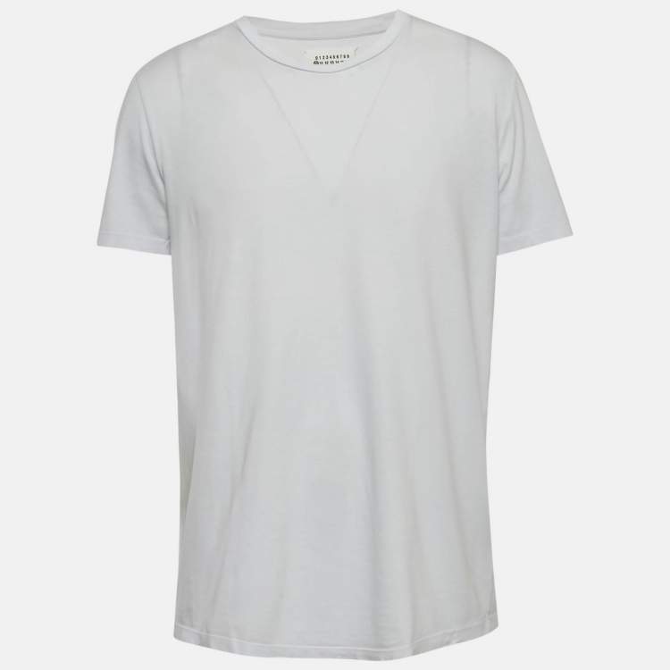 Pre Owned Maison Martin Margiela Light Blue Jersey Crewneck T-Shirt XL