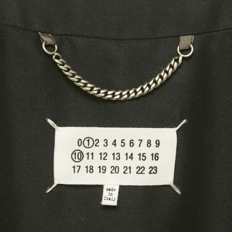 Pre Owned Maison Martin Margiela Black Gabardine Belted Coat L