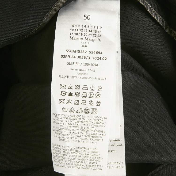 Pre Owned Maison Martin Margiela Black Gabardine Belted Coat L