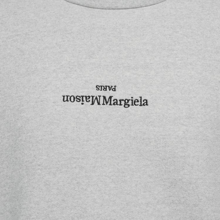 Pre Owned Maison Martin Margiela Grey Logo Embroidered Cotton Sweatshirt L