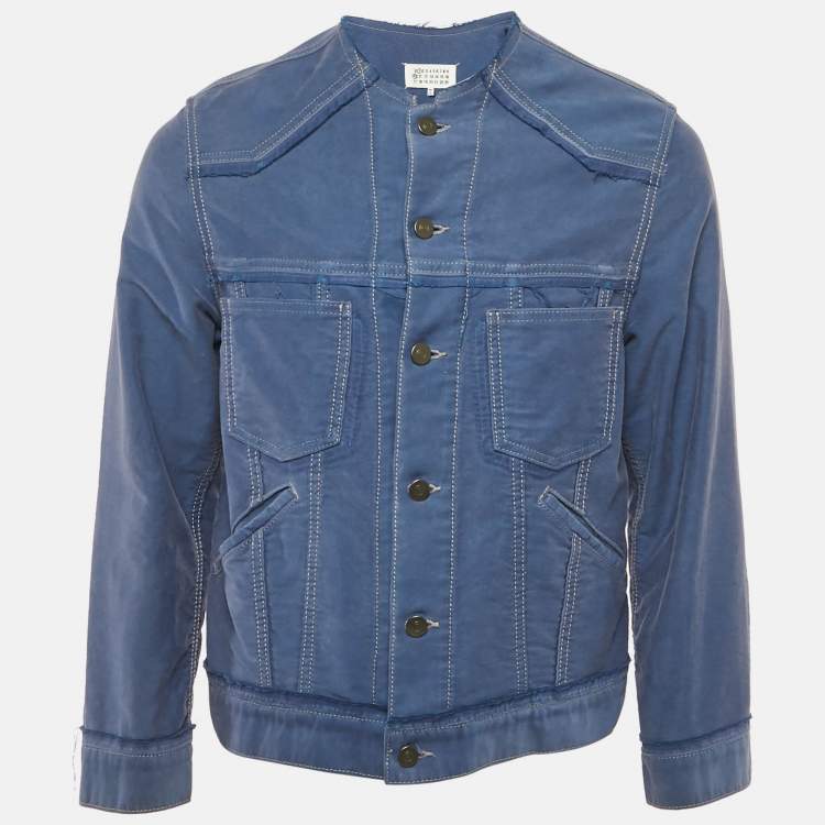 Pre Owned Maison Martin Margiela Blue Cotton Raw Edge Jacket XS