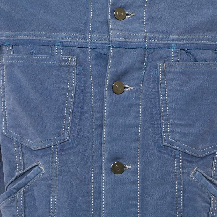 Pre Owned Maison Martin Margiela Blue Cotton Raw Edge Jacket XS