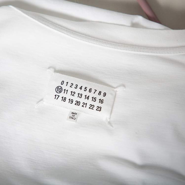 Pre Owned Maison Martin Margiela White Logo Print Cotton Oversized Crew neck T-Shirt M