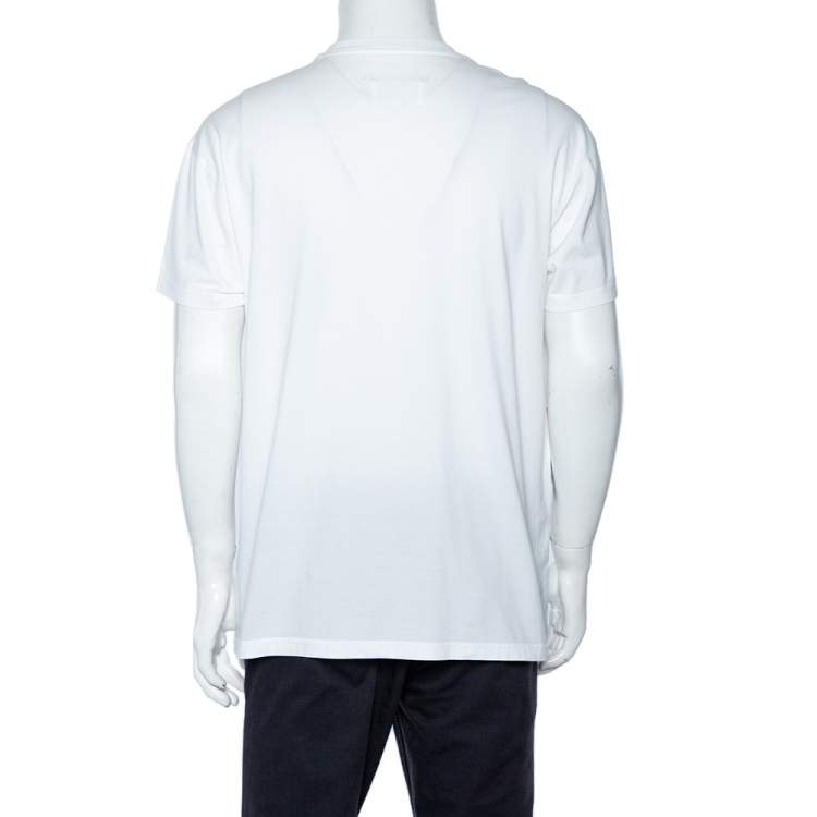 Pre Owned Maison Martin Margiela White Logo Print Cotton Oversized Crew neck T-Shirt M