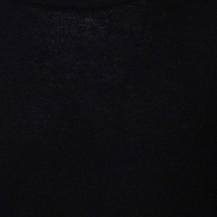 Pre Owned Maison Martin Margiela Black Wool Suede Patch Detailed Jumper L 