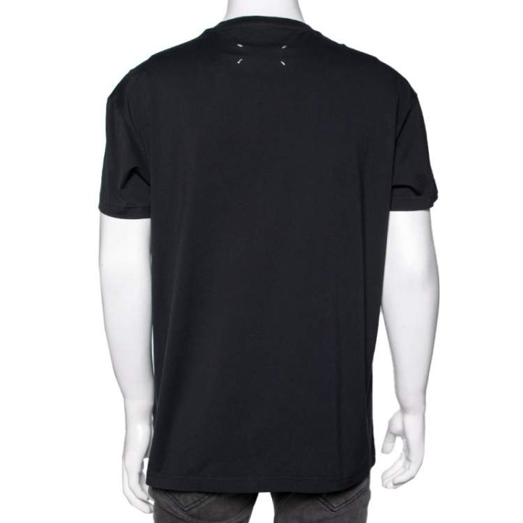 Pre Owned Maison Martin Margiela Black Fashion Aid Kit Printed Cotton T-Shirt M