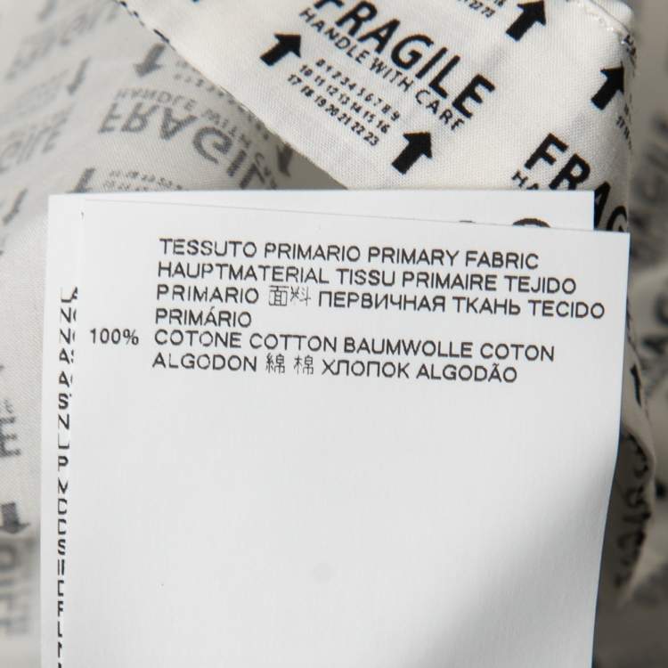 Pre Owned Maison Martin Margiela White Cotton Fragile Print Short Sleeve Shirt XL