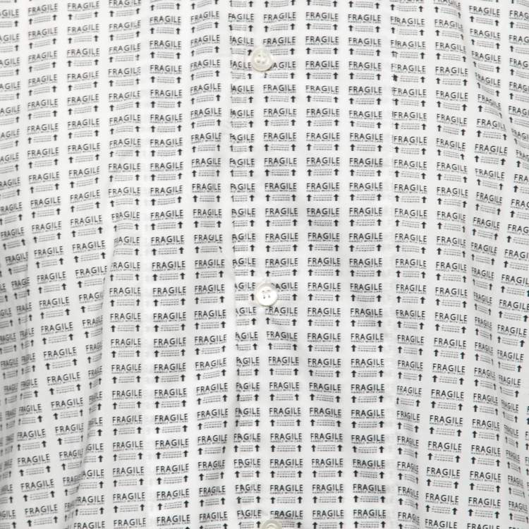 Pre Owned Maison Martin Margiela White Cotton Fragile Print Short Sleeve Shirt XL