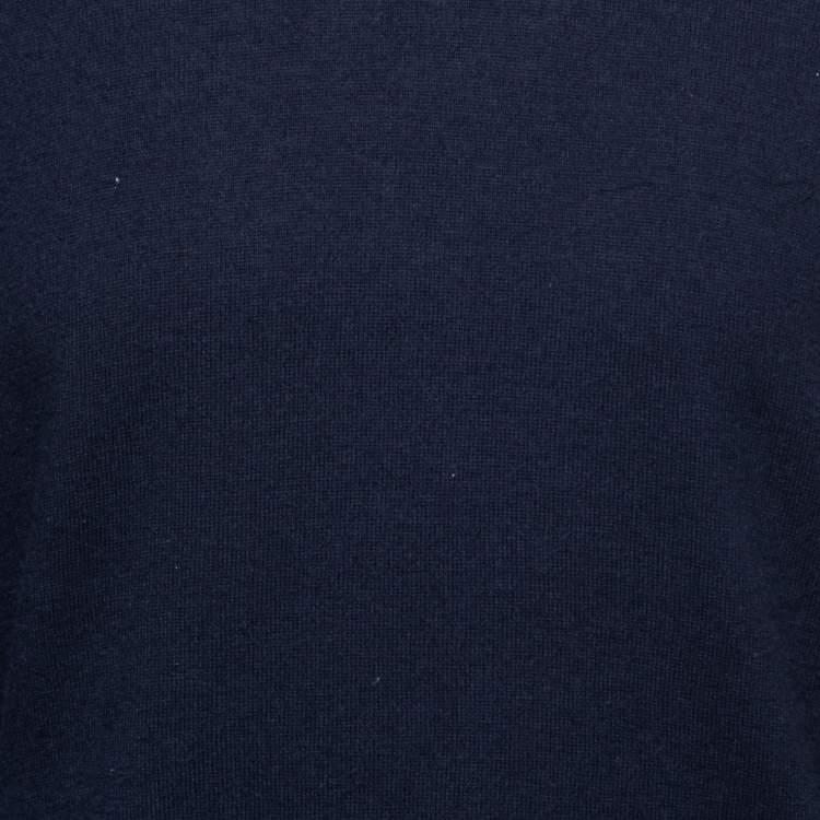 Pre Owned Maison Martin Margiela Navy Blue Wool Crew Neck Sweater L