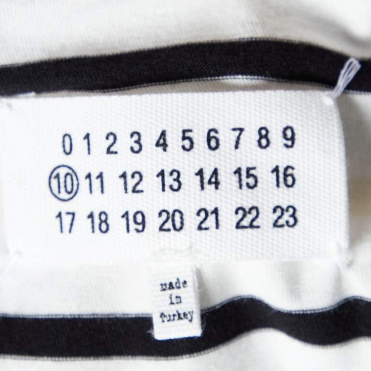 Pre Owned Maison Martin Margiela White Striped Cotton Knit Contrast Detail T-Shirt XL