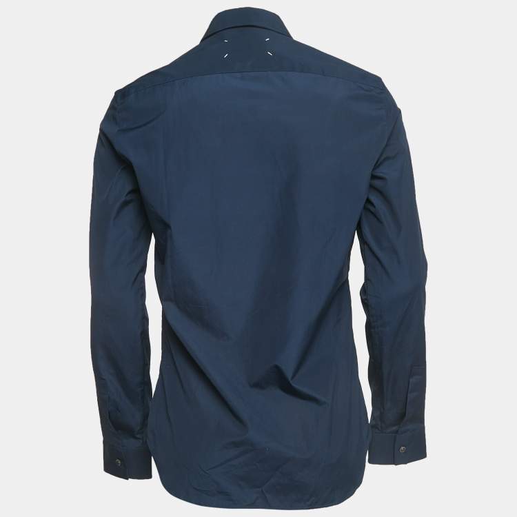 Pre Owned Maison Martin Margiela Navy Blue Cotton Shirt M