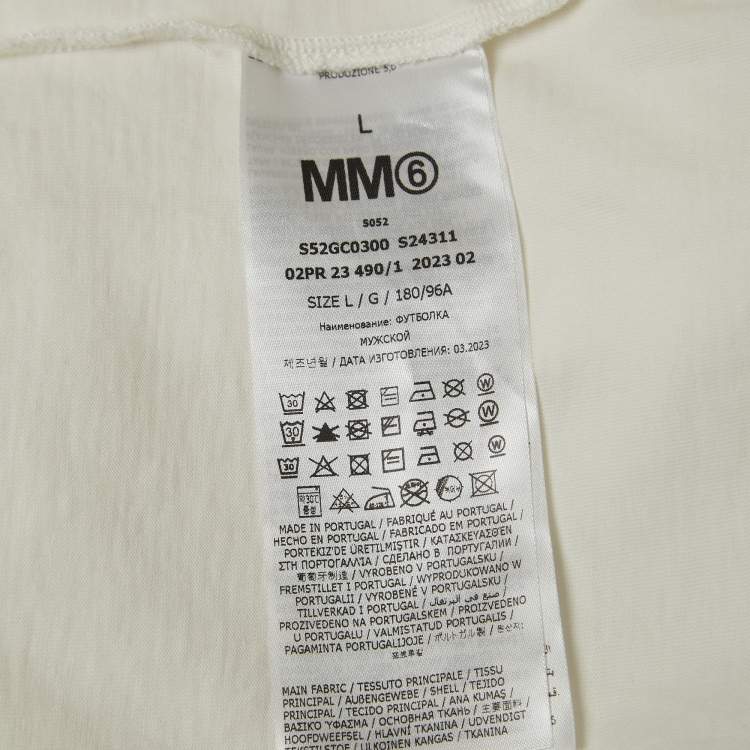 Pre Owned Maison Martin Margiela White Cotton Numbers Patch Half Sleeve T-Shirt L