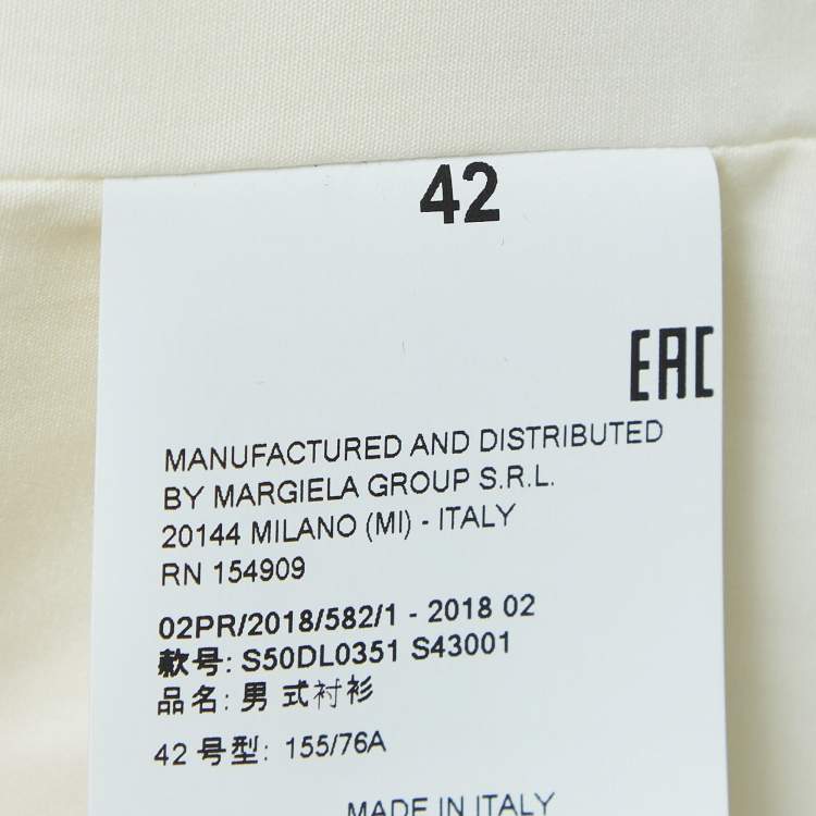 Pre Owned Maison Martin Margiela Beige Satin Trim Yoke Cotton Short Sleeve Shirt XL