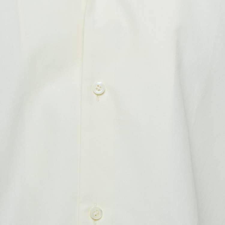 Pre Owned Maison Martin Margiela Beige Satin Trim Yoke Cotton Short Sleeve Shirt XL