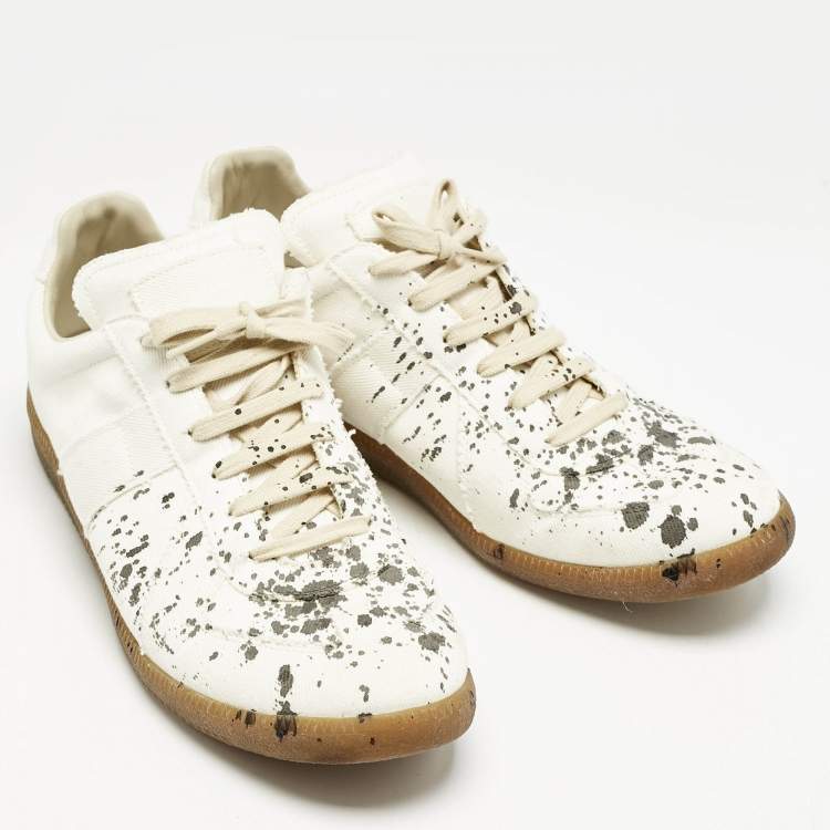 Pre Owned Maison Martin Margiela White/Black Canvas  Replica Sneakers Size 45