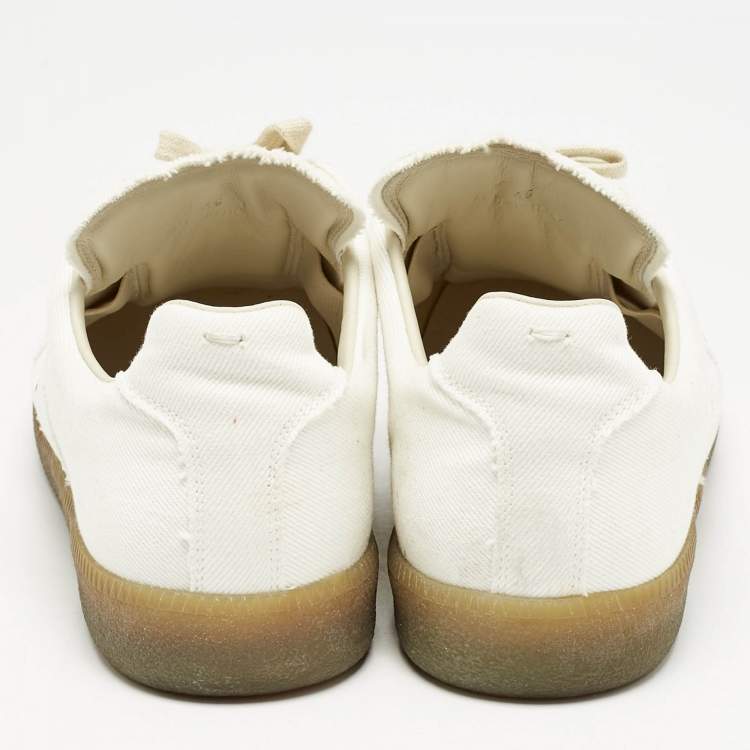Pre Owned Maison Martin Margiela White/Black Canvas  Replica Sneakers Size 45