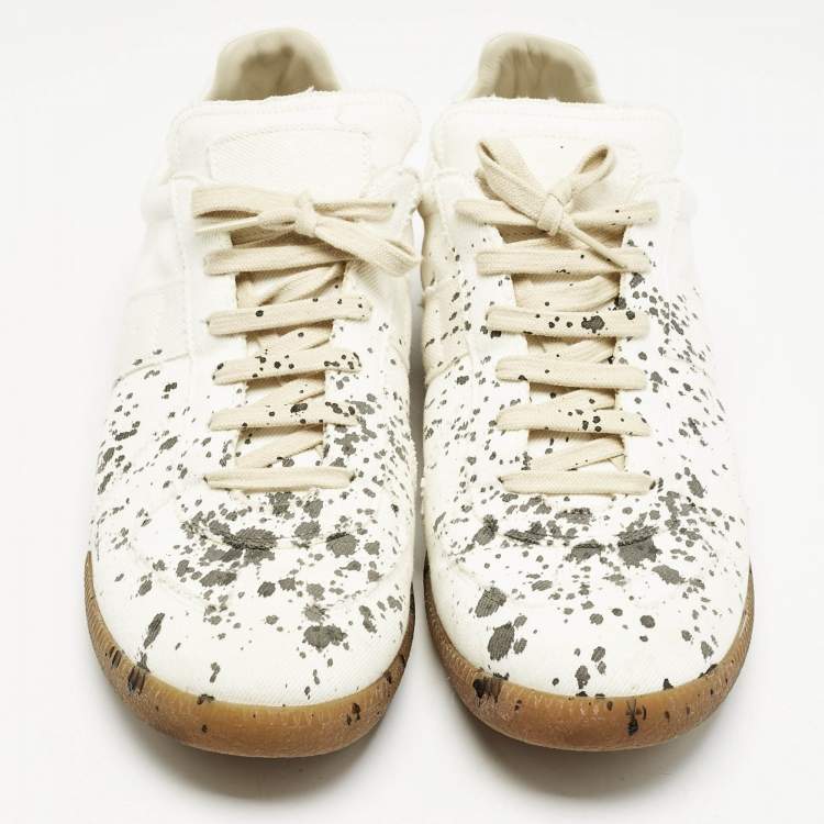 Pre Owned Maison Martin Margiela White/Black Canvas  Replica Sneakers Size 45