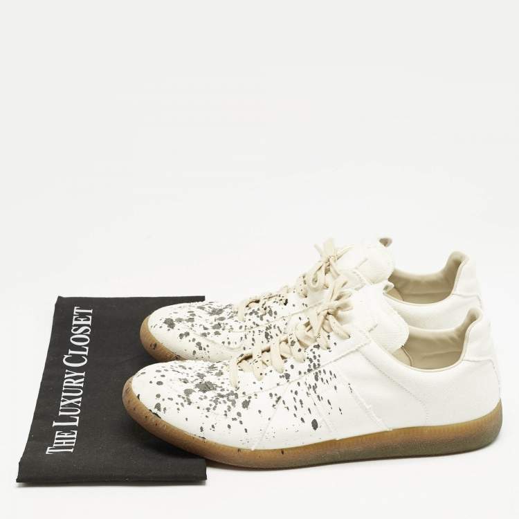 Pre Owned Maison Martin Margiela White/Black Canvas  Replica Sneakers Size 45