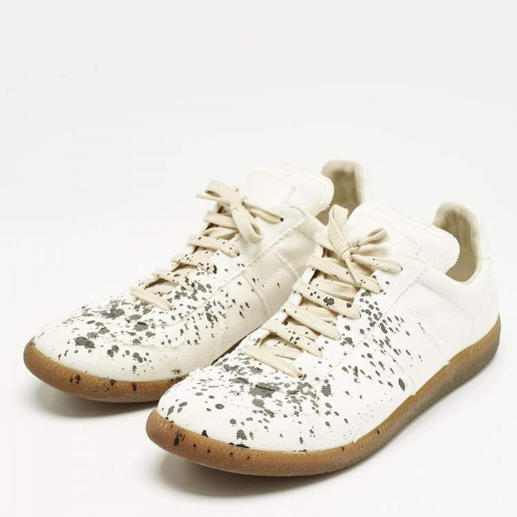 Pre Owned Maison Martin Margiela White/Black Canvas  Replica Sneakers Size 45