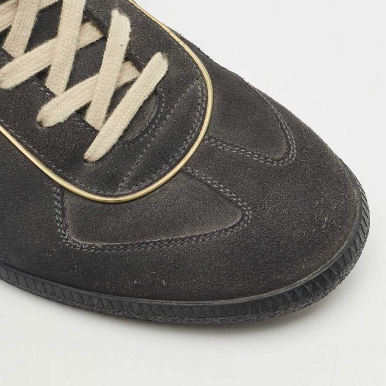 Pre Owned Maison Martin Margiela Dark Grey Suede Tabi Low Top Sneakers Size 44