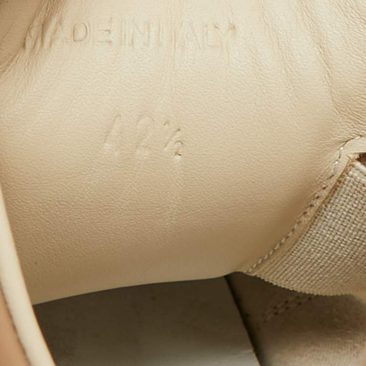 Pre Owned Maison Martin Margiela Beige Leather and Suede Replica Lace Up Sneakers Size 42.5