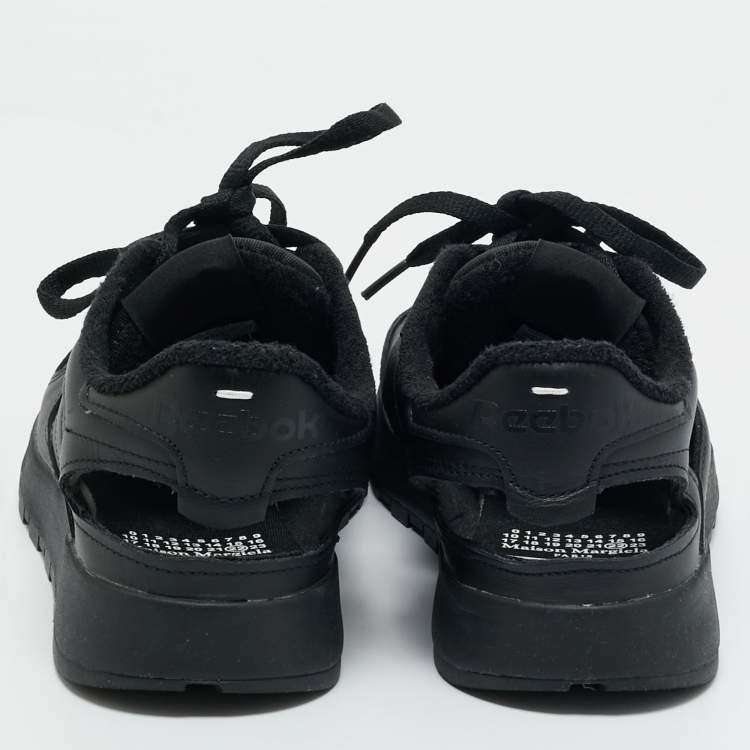 Pre Owned Maison Martin Margiela x Reebok Black Leather Tabi Sneakers Size 43
