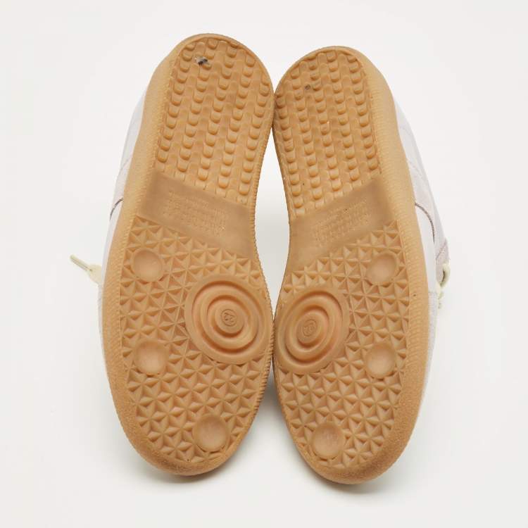 Pre Owned Maison Martin Margiela Purple Leather and Suede Replica Lace Up Sneakers Size 42