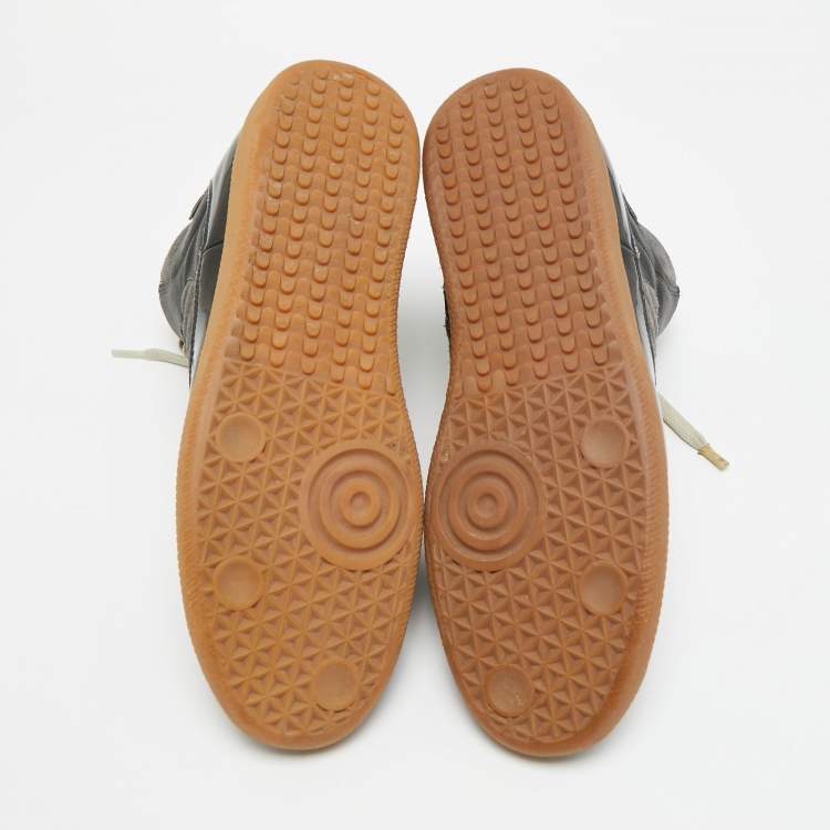 Pre Owned Maison Martin Margiela Size 45 Black Patent Leather and Suede High Top Sneakers