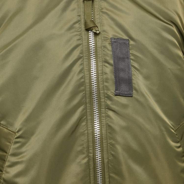 Pre Owned Maison Mihara Yasuhiro Khaki Green Nylon Padded Zip-Up Bomber Jacket M