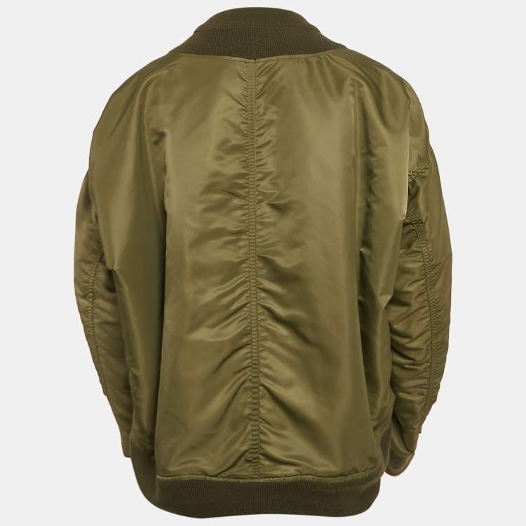 Pre Owned Maison Mihara Yasuhiro Khaki Green Nylon Padded Zip-Up Bomber Jacket M