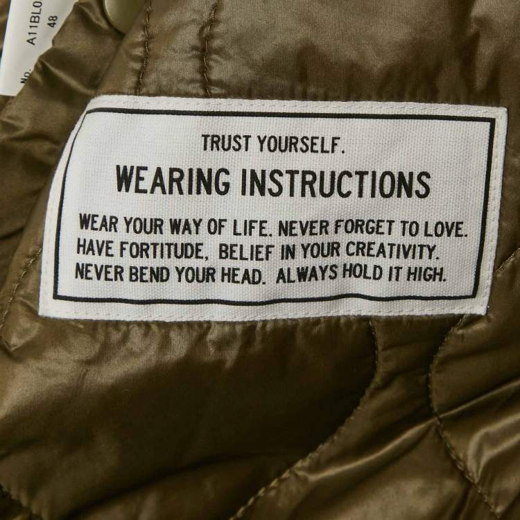 Pre Owned Maison Mihara Yasuhiro Khaki Green Nylon Padded Zip-Up Bomber Jacket M