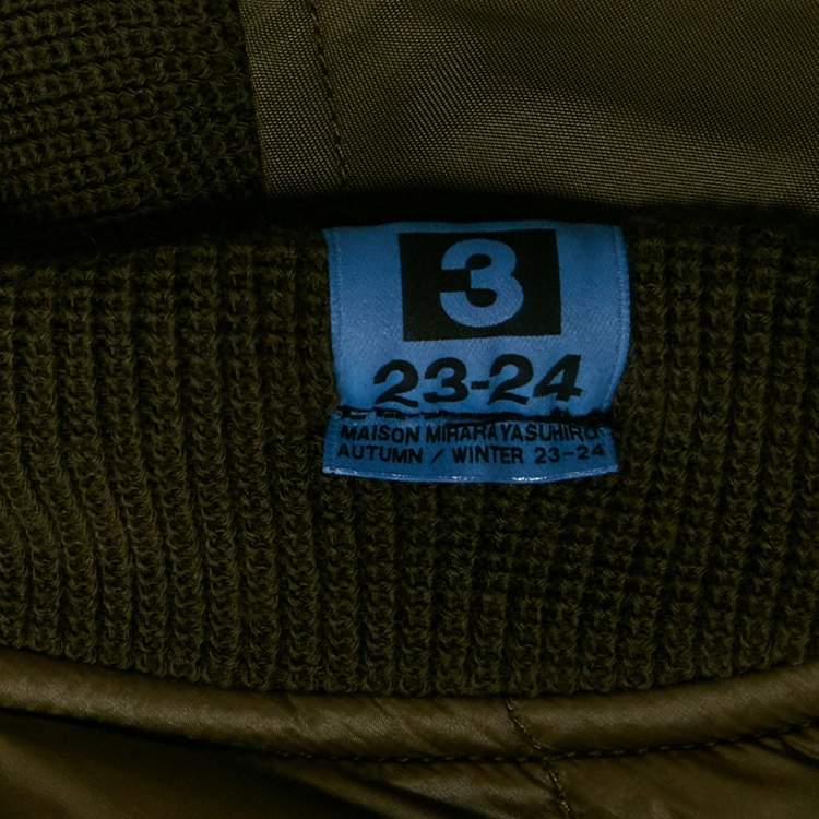 Pre Owned Maison Mihara Yasuhiro Khaki Green Nylon Padded Zip-Up Bomber Jacket M