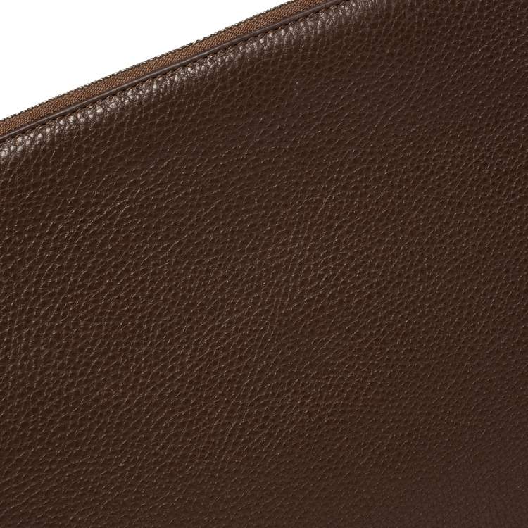 Pre Owned Marc by Marc Jacobs Brown Pebbled Leather Laptop Zip Case