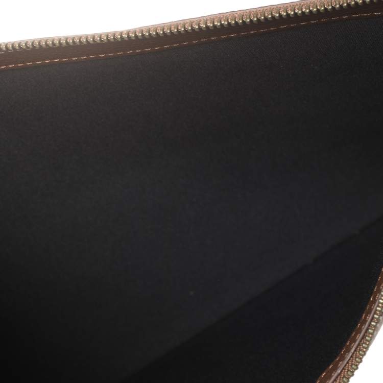 Pre Owned Marc by Marc Jacobs Brown Pebbled Leather Laptop Zip Case