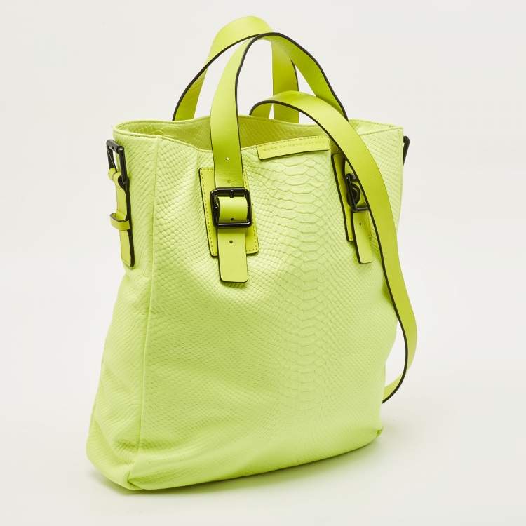 Pre Owned Marc by Marc Jacobs Green Python Embossed Leather Shopper Tote