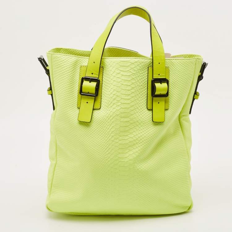 Pre Owned Marc by Marc Jacobs Green Python Embossed Leather Shopper Tote