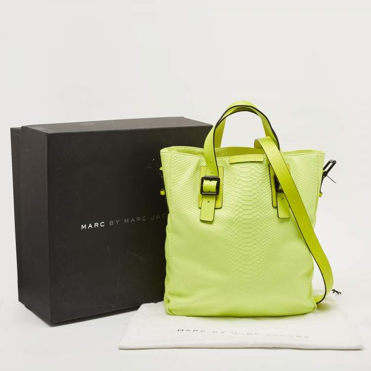 Pre Owned Marc by Marc Jacobs Green Python Embossed Leather Shopper Tote