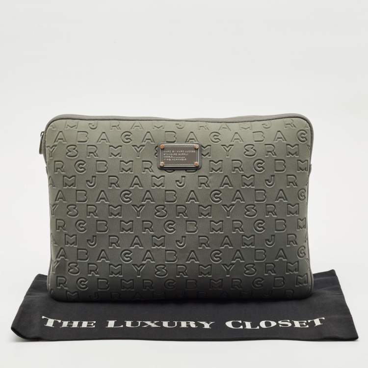 Pre Owned Marc by Marc Jacobs Grey Polyester Dreamy Logo Laptop Case
