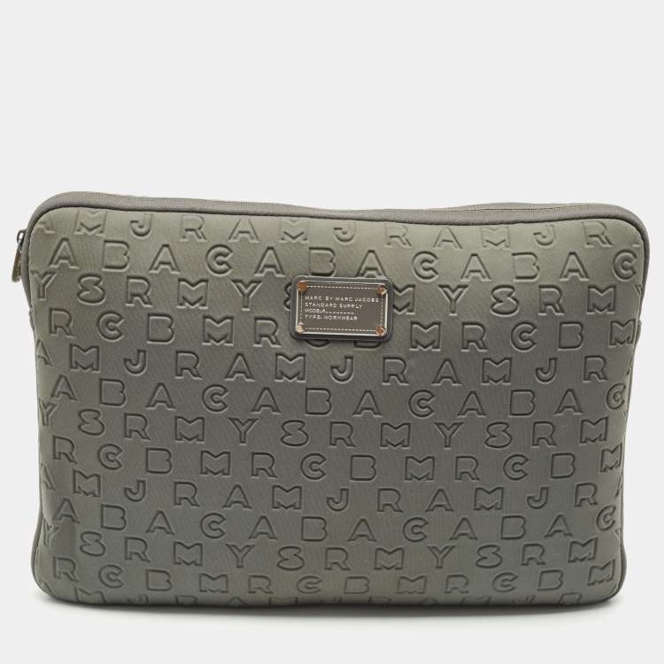 Pre Owned Marc by Marc Jacobs Grey Polyester Dreamy Logo Laptop Case