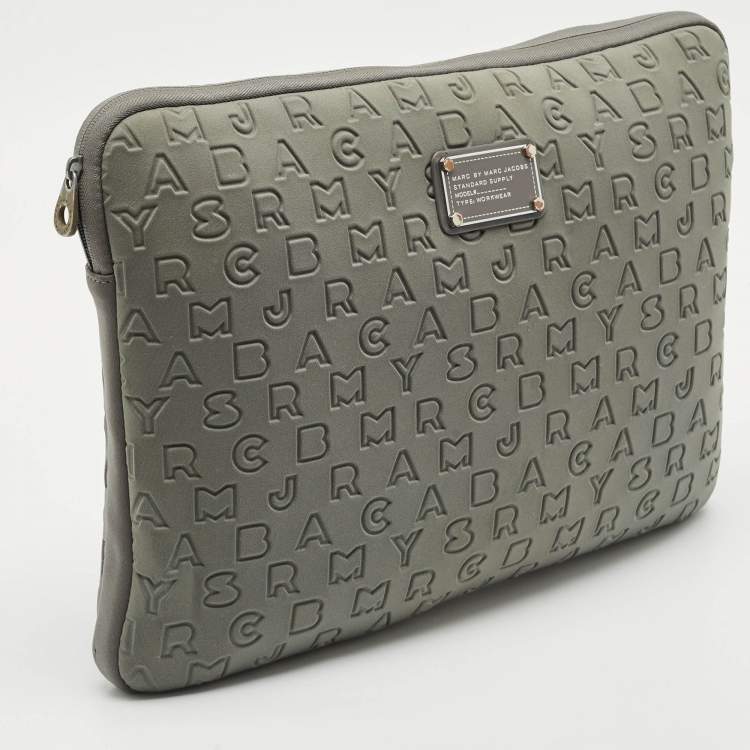 Pre Owned Marc by Marc Jacobs Grey Polyester Dreamy Logo Laptop Case