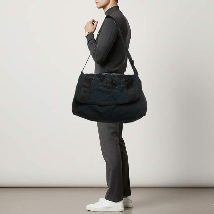 Pre Owned Marc by Marc Jacobs Standard Supply Large Navy Blue Canvas Messenger Bag