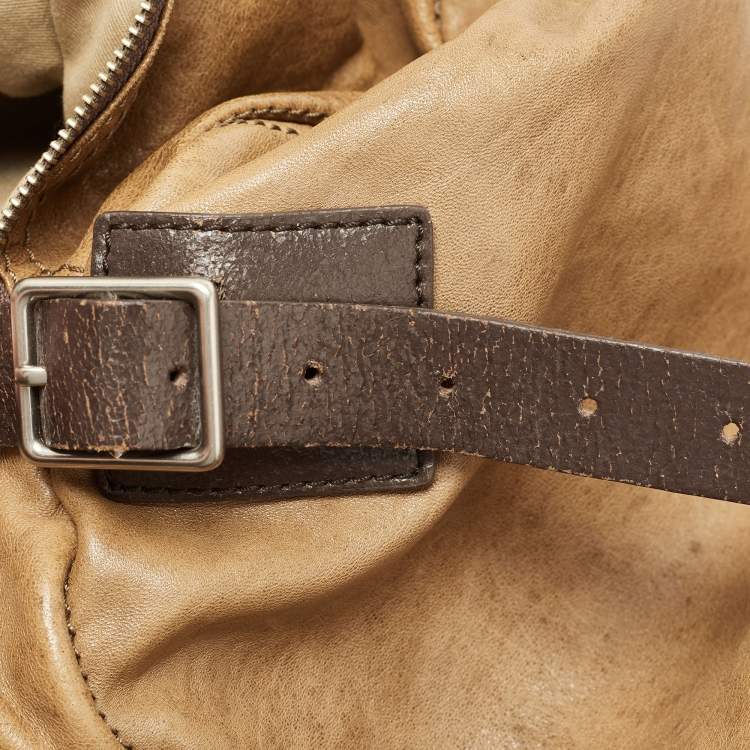 Pre Owned Marc by Marc Jacobs Tan Leather Weekender Duffel Bag