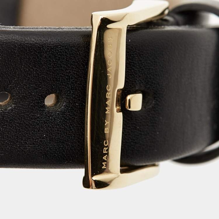 Pre Owned Marc by Marc Jacobs Gold Plated Stainless Steel Leather MBM8651 Unisex Wristwatch 38 mm